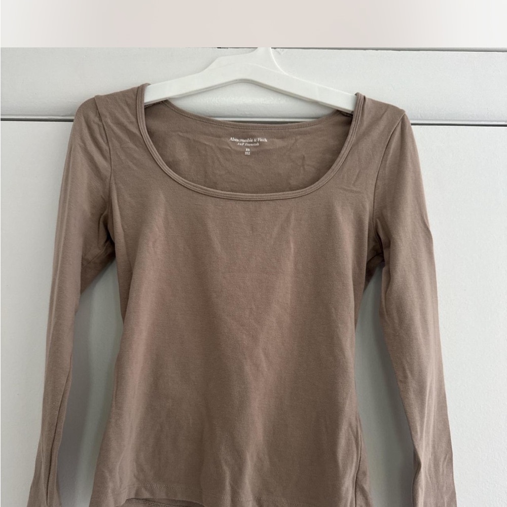 Abercrombie & Fitch Brown Fitted 3/4 Sleeve Blouse